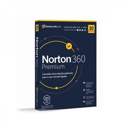 Antivirus Norton 360  Premiun 75GB SE 1 User 10 Device 12Meses MM Box